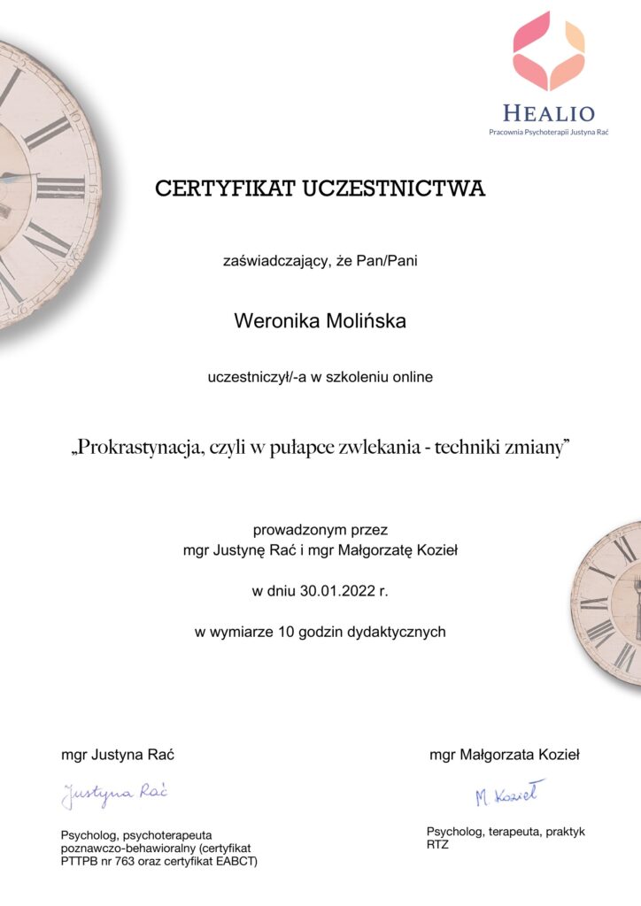 certyfikat prokrastynacja II WM-11